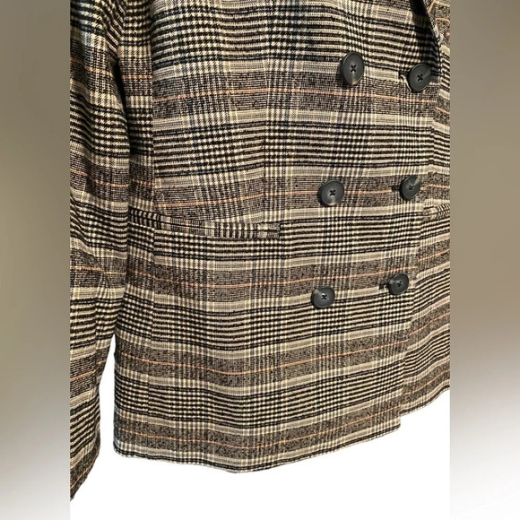 Rebecca Taylor Boucle Plaid Cotton Wool Blend Double breasted Blazer/Jac… - Picture 3 of 9